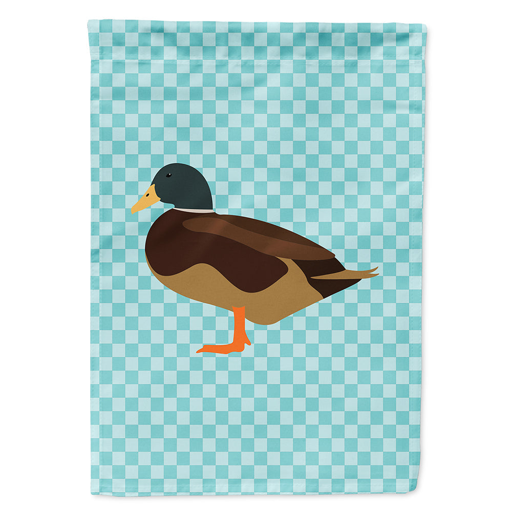 Silver Bantam Duck Blue Check House Flag 28x40 Porch Sleeve Pole Decorative Outside Yard Banner Artwork Wall Hanging, Polyester
