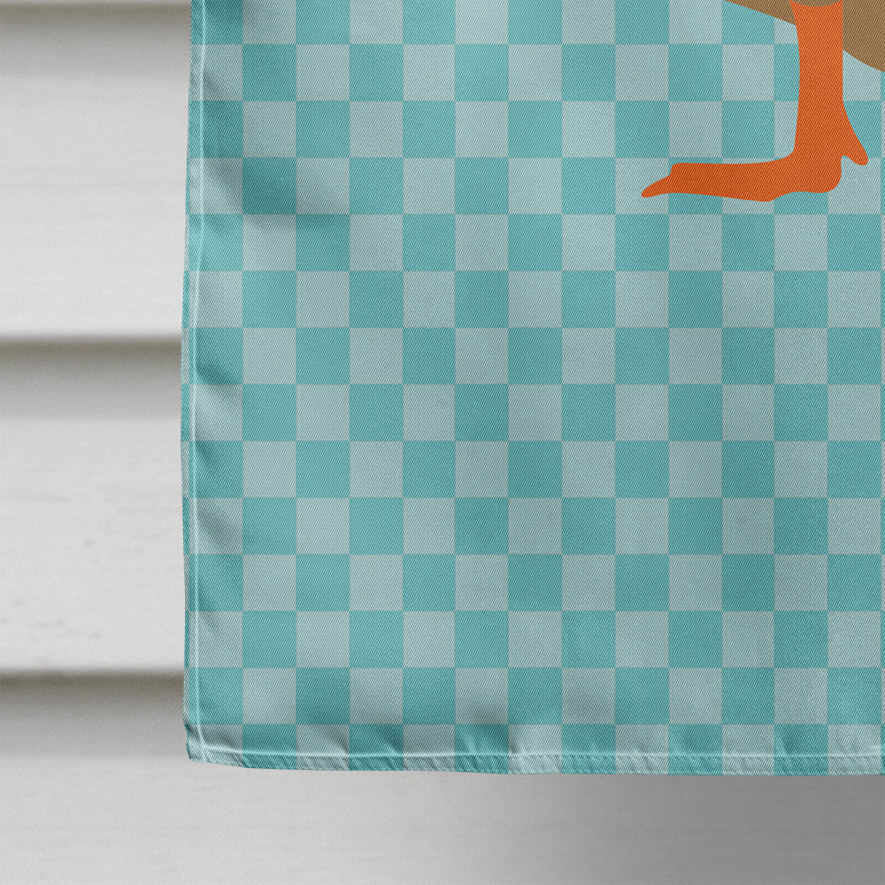 Silver Bantam Duck Blue Check House Flag 28x40 Porch Sleeve Pole Decorative Outside Yard Banner Artwork Wall Hanging, Polyester