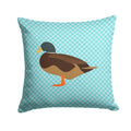 Silver Bantam Duck Blue Check Decorative Throw Pillow 14x14 Indoor Outdoor Accent Cushion, Fabric Cover with Insert for Sofa, Bed, Porch & Living Room