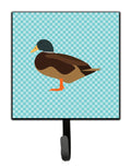 Silver Bantam Duck Blue Check Leash or Key Holder Wall Hooks, Key Hooks Holder, Coat Rack Wall Mount, Coat Hooks, Hooks for Hanging Keys, Towels, Aprons, Leashes
