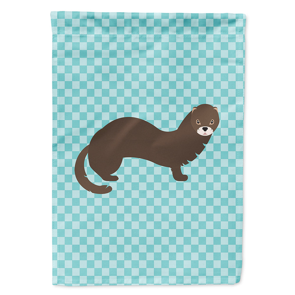 Russian or European Mink Blue Check House Flag 28x40 Porch Sleeve Pole Decorative Outside Yard Banner Artwork Wall Hanging, Polyester