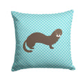 Russian or European Mink Blue Check Decorative Throw Pillow 14x14 Indoor Outdoor Accent Cushion, Fabric Cover with Insert for Sofa, Bed, Porch & Living Room