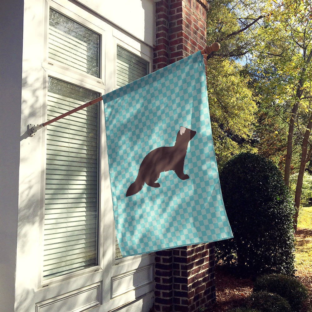 Sable Marten Blue Check House Flag 28x40 Porch Sleeve Pole Decorative Outside Yard Banner Artwork Wall Hanging, Polyester
