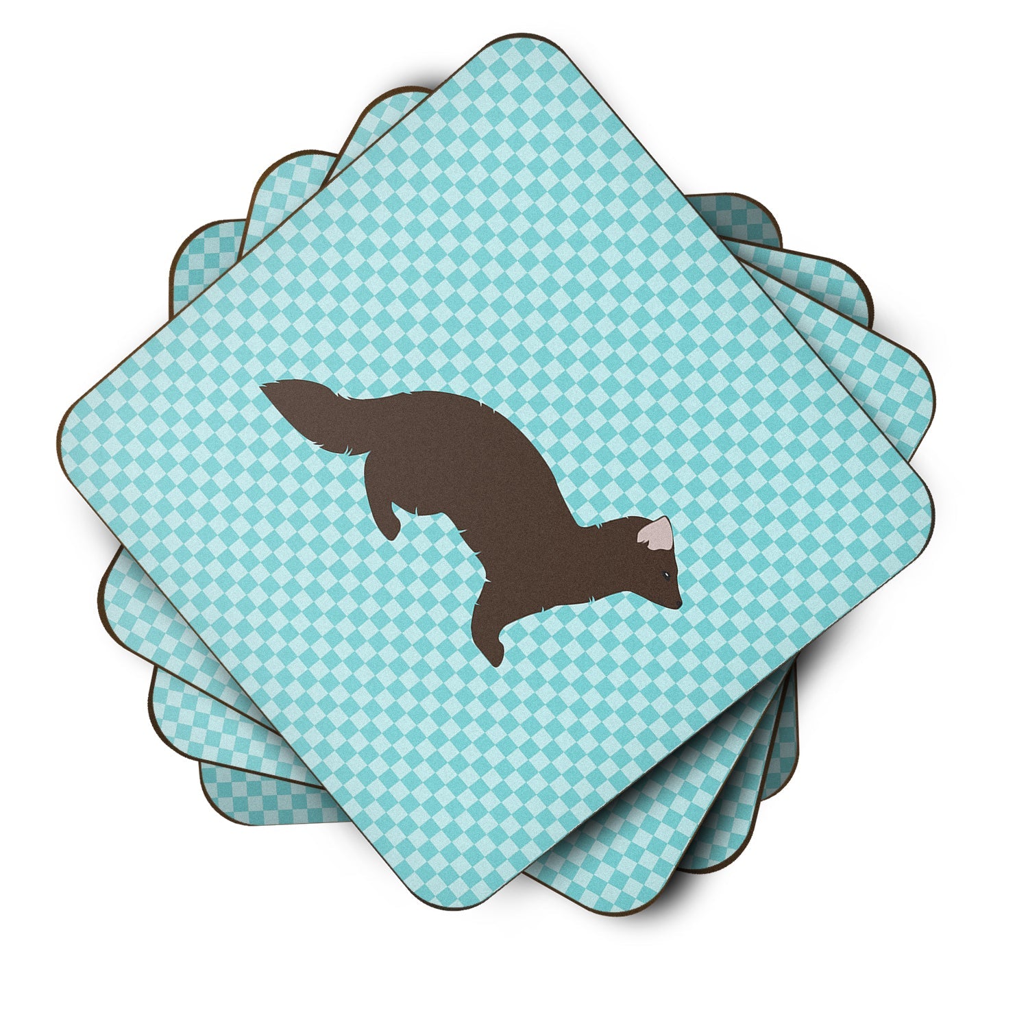 Sable Marten Blue Check Foam Coasters Set of 4 Cup Coasters for Indoor Outdoor, Tabletop Protection, Anti Slip, Mouse pad Material