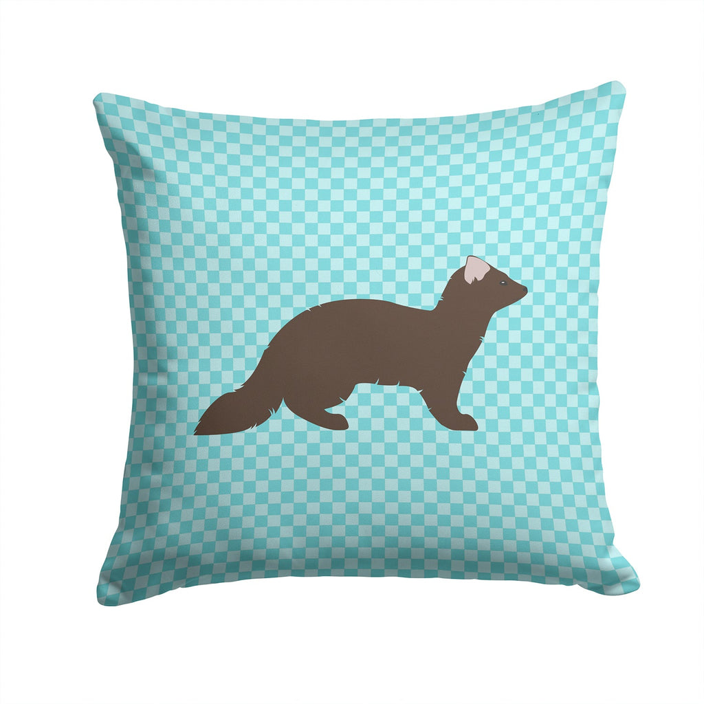 Sable Marten Blue Check Decorative Throw Pillow 14x14 Indoor Outdoor Accent Cushion, Fabric Cover with Insert for Sofa, Bed, Porch & Living Room