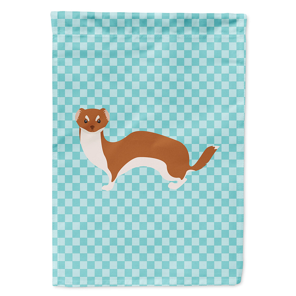 Weasel Blue Check House Flag 28x40 Porch Sleeve Pole Decorative Outside Yard Banner Artwork Wall Hanging, Polyester