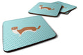 Weasel Blue Check Foam Coasters Set of 4 Cup Coasters for Indoor Outdoor, Tabletop Protection, Anti Slip, Mouse pad Material