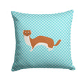 Weasel Blue Check Decorative Throw Pillow 14x14 Indoor Outdoor Accent Cushion, Fabric Cover with Insert for Sofa, Bed, Porch & Living Room
