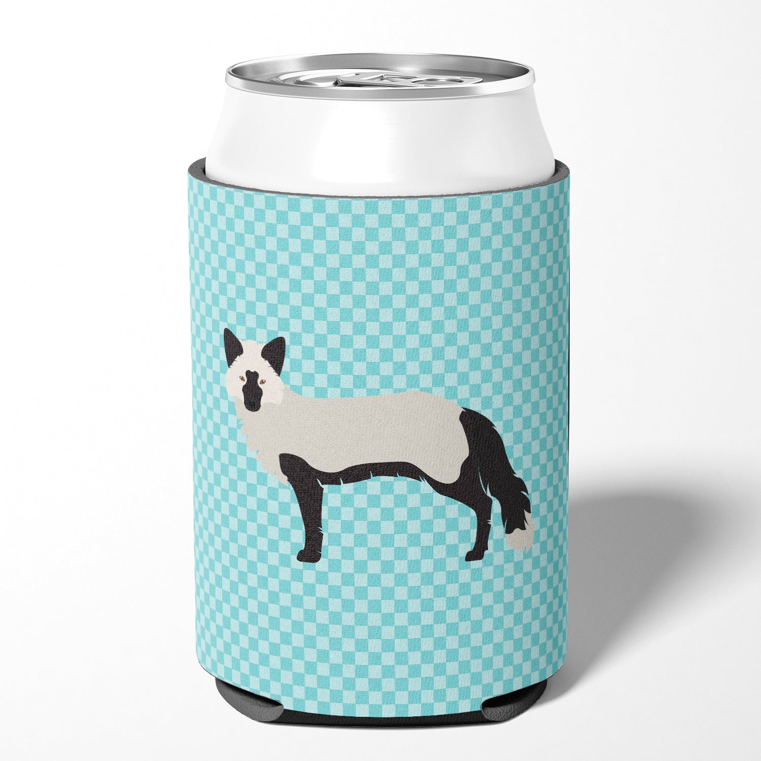 Silver Fox Blue Check Can or Bottle Hugger Cooler Sleeve for Standard 12 oz Cans, Insulated Foam Beer & Soda Can Hugger Reusable