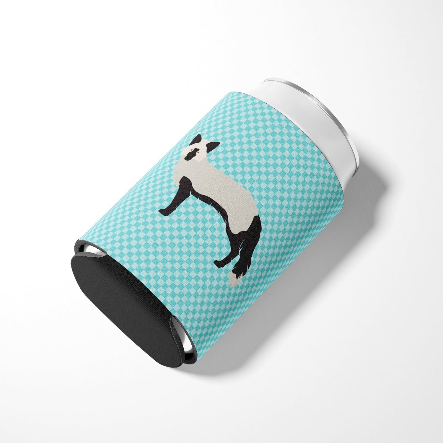 Silver Fox Blue Check Can or Bottle Hugger Cooler Sleeve for Standard 12 oz Cans, Insulated Foam Beer & Soda Can Hugger Reusable