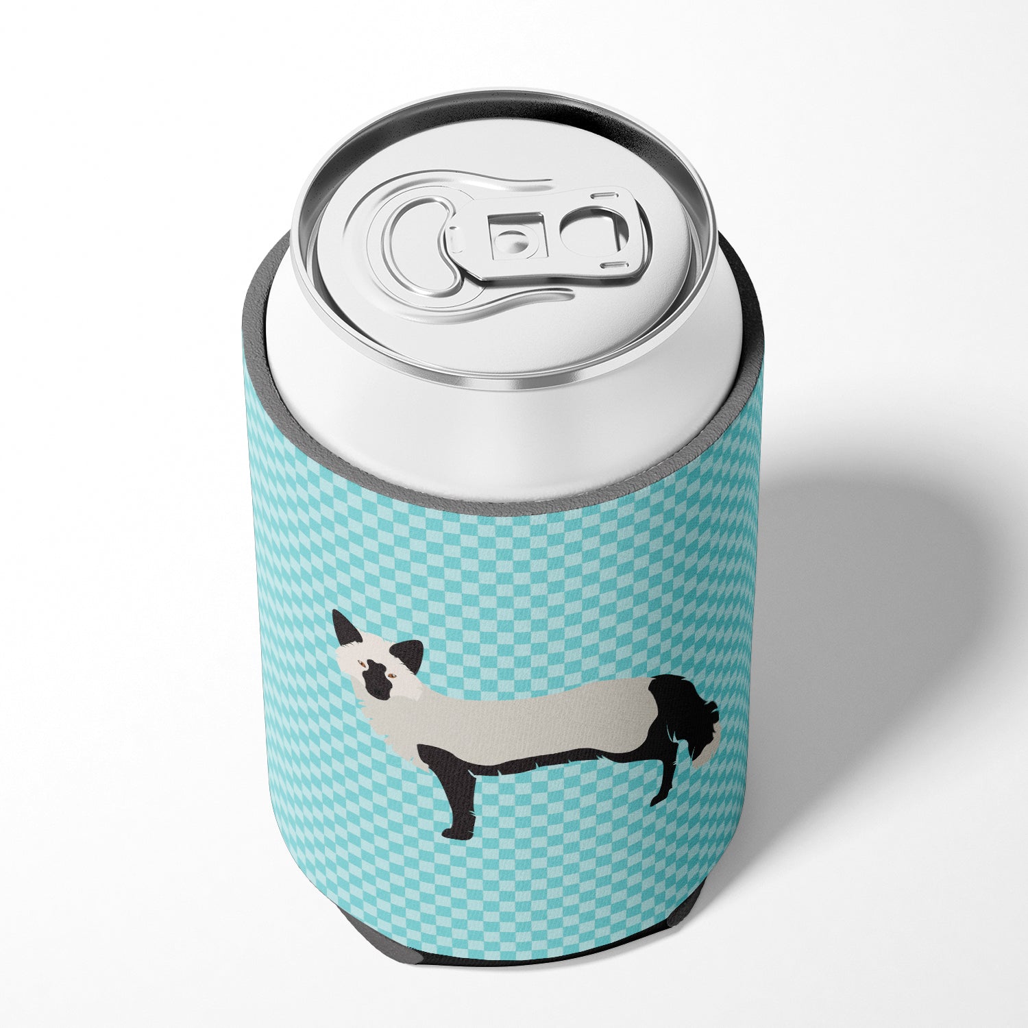 Silver Fox Blue Check Can or Bottle Hugger Cooler Sleeve for Standard 12 oz Cans, Insulated Foam Beer & Soda Can Hugger Reusable