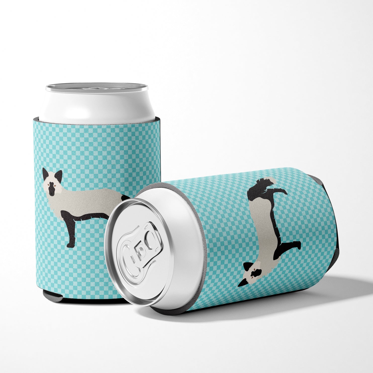 Silver Fox Blue Check Can or Bottle Hugger Cooler Sleeve for Standard 12 oz Cans, Insulated Foam Beer & Soda Can Hugger Reusable