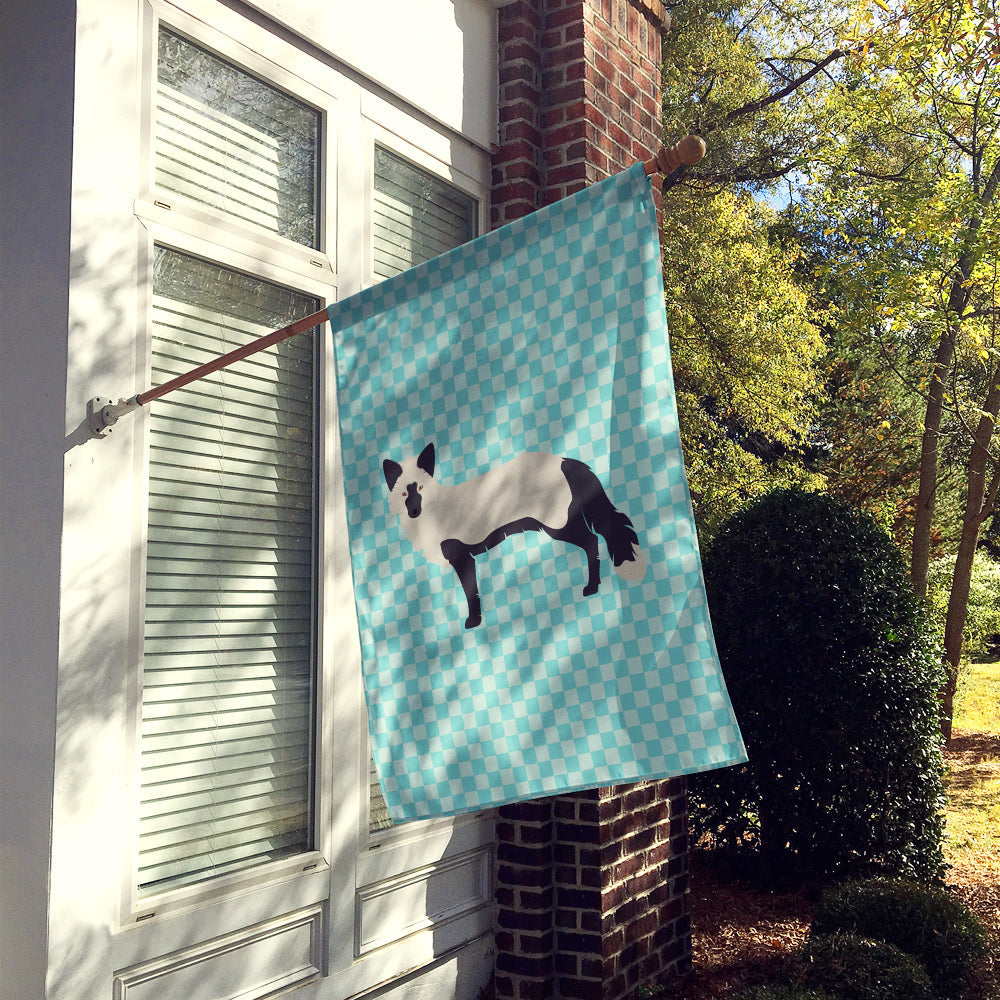 Silver Fox Blue Check House Flag 28x40 Porch Sleeve Pole Decorative Outside Yard Banner Artwork Wall Hanging, Polyester