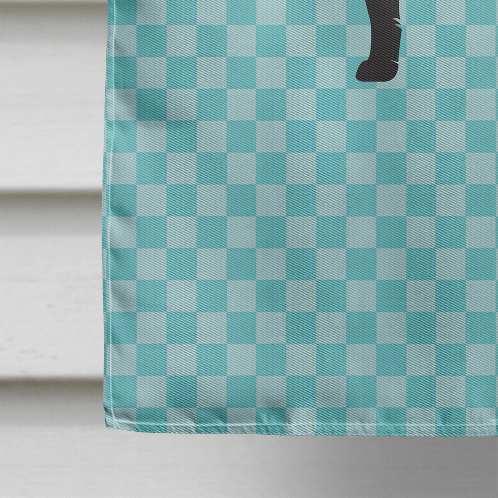 Silver Fox Blue Check House Flag 28x40 Porch Sleeve Pole Decorative Outside Yard Banner Artwork Wall Hanging, Polyester