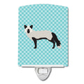 Silver Fox Blue Check Ceramic Night Light Compact, UL-Certified, Ideal for Bedroom, Bathroom, Nursery, Hallway, Kitchen, 6x4x3, Multicolor
