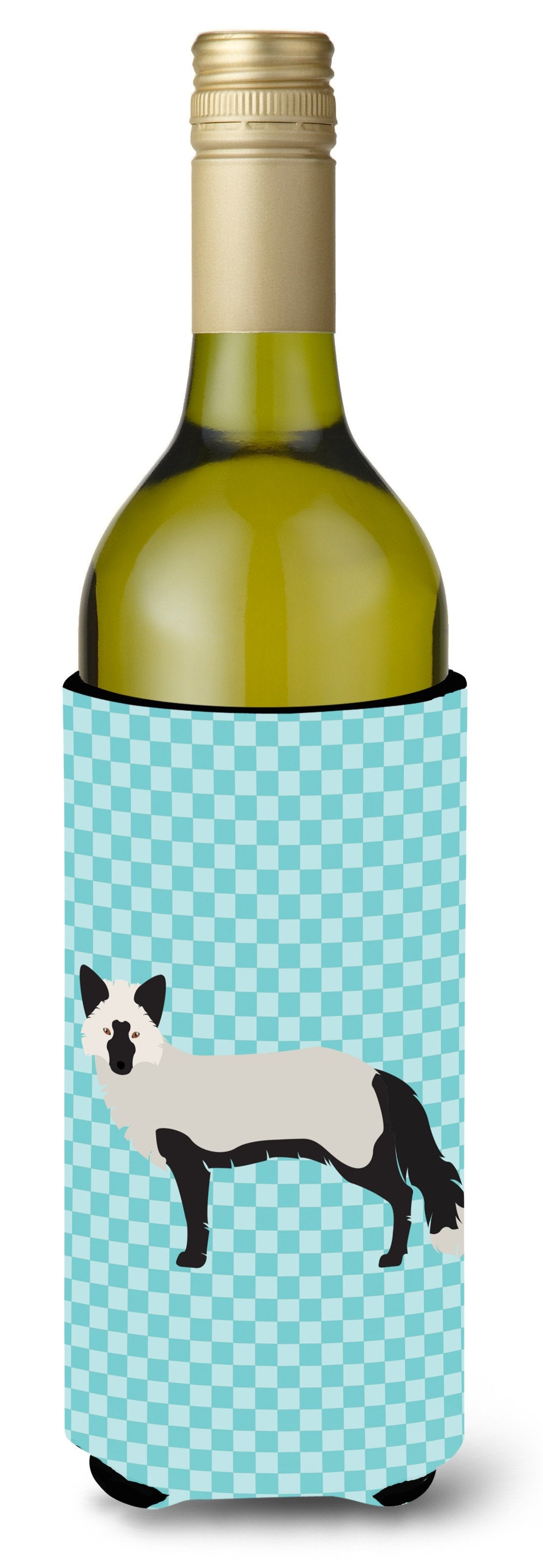 Silver Fox Blue Check Wine Bottle Hugger Gift Sleeve for Standard 750 ml Bottles, Insulated Reusable Also Fits Mini Shot & Pint Bottles