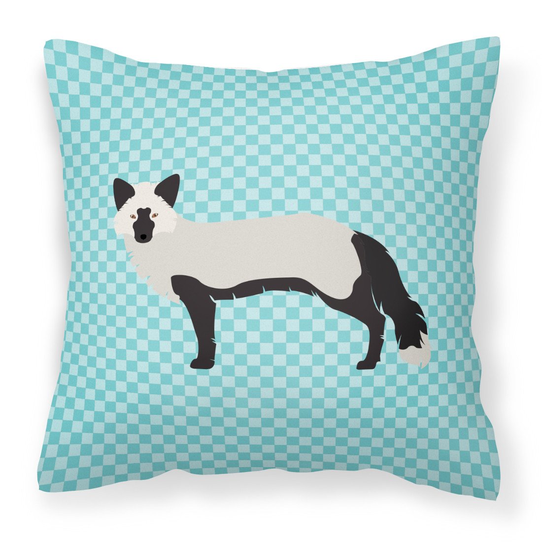 Silver Fox Blue Check Decorative Throw Pillow 18x18 Indoor Outdoor Accent Cushion, Fabric Cover with Insert for Sofa, Bed, Porch & Living Room