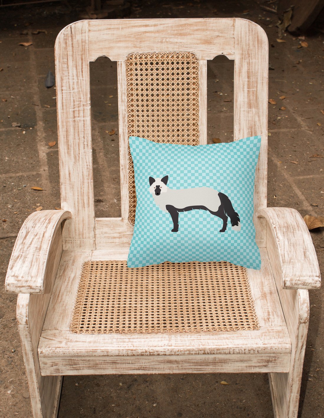 Silver Fox Blue Check Decorative Throw Pillow 18x18 Indoor Outdoor Accent Cushion, Fabric Cover with Insert for Sofa, Bed, Porch & Living Room