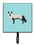 Silver Fox Blue Check Leash or Key Holder Wall Hooks, Key Hooks Holder, Coat Rack Wall Mount, Coat Hooks, Hooks for Hanging Keys, Towels, Aprons, Leashes