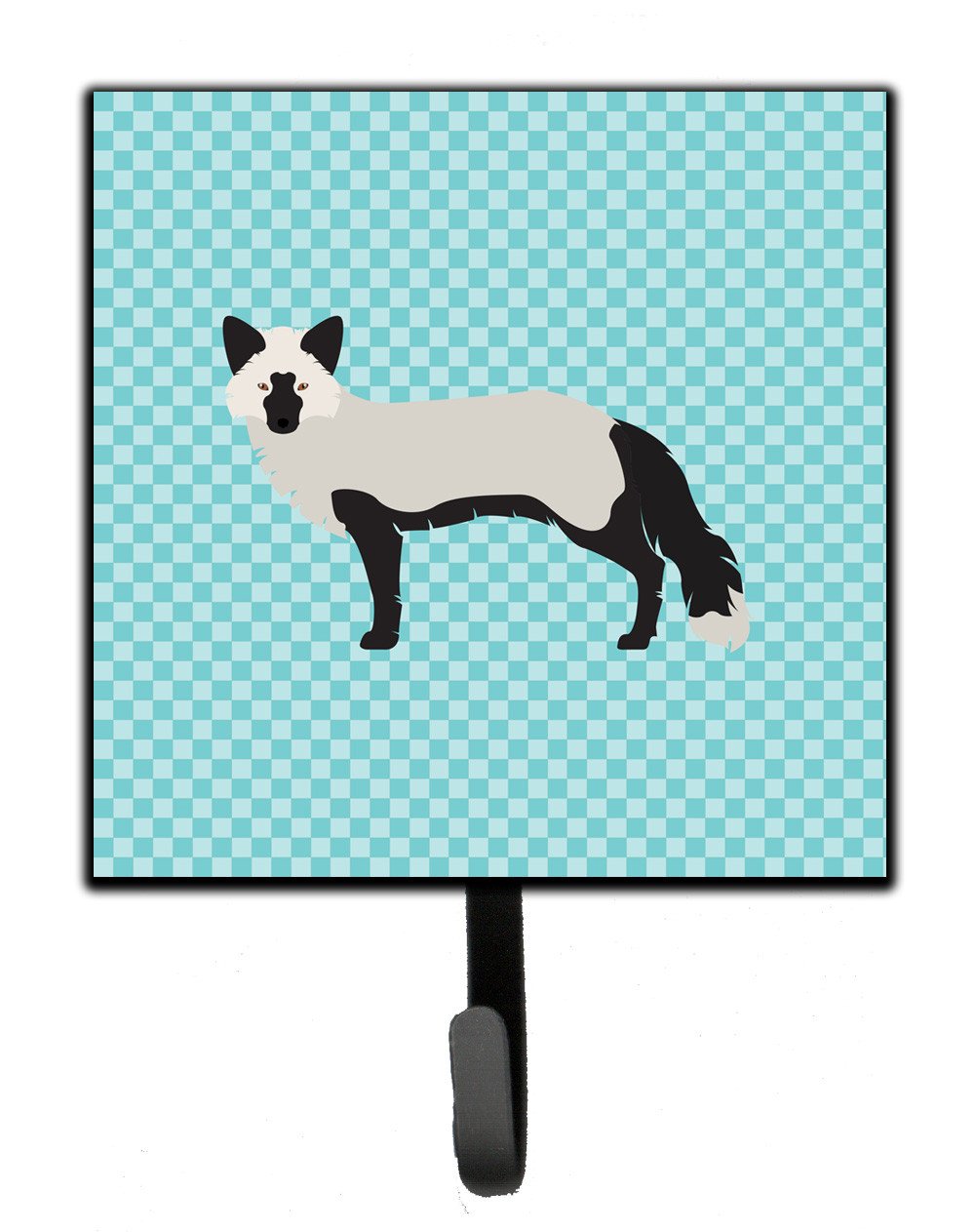 Silver Fox Blue Check Leash or Key Holder Wall Hooks, Key Hooks Holder, Coat Rack Wall Mount, Coat Hooks, Hooks for Hanging Keys, Towels, Aprons, Leashes