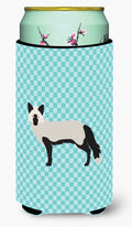 Silver Fox Blue Check Tall Boy Hugger Can Cooler Sleeve Machine Washable Drink Collapsible Insulator Beverage Insulated Holder