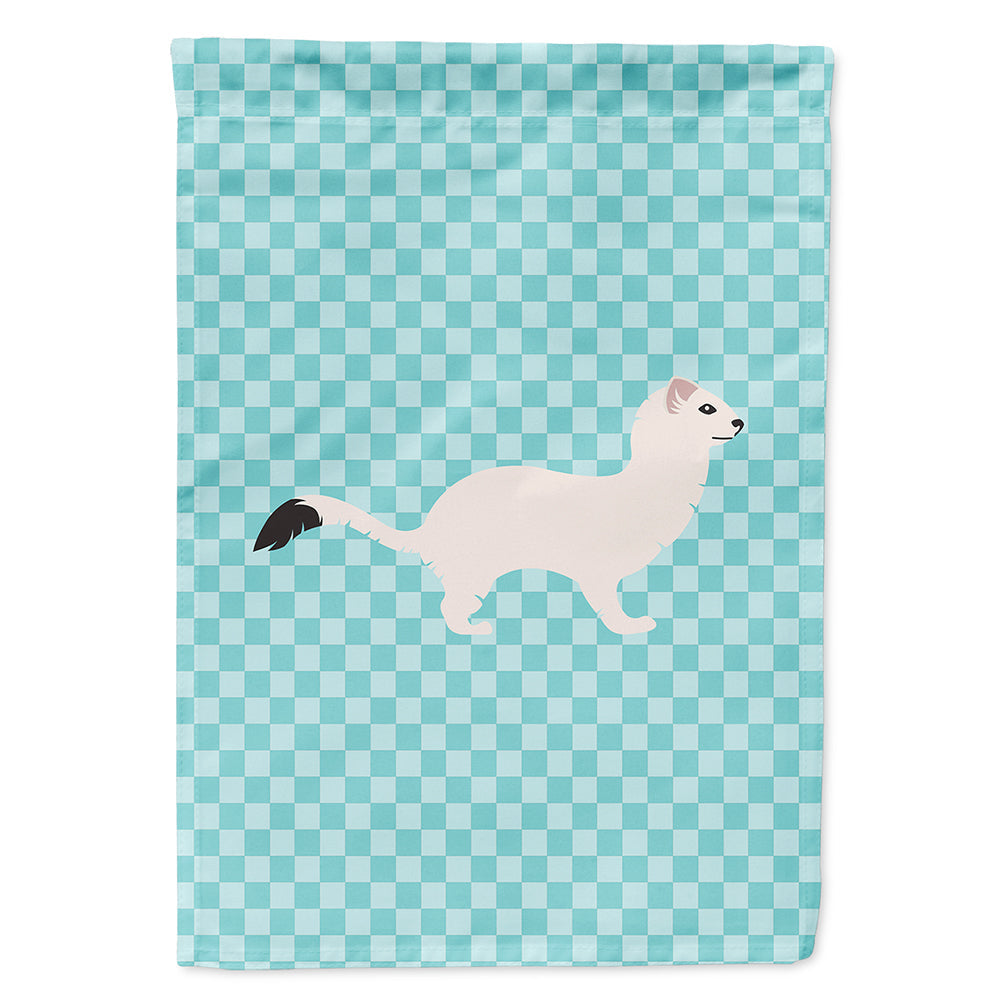 Stoat Short-tailed Weasel Blue Check House Flag 28x40 Porch Sleeve Pole Decorative Outside Yard Banner Artwork Wall Hanging, Polyester