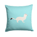 Stoat Short-tailed Weasel Blue Check Decorative Throw Pillow 14x14 Indoor Outdoor Accent Cushion, Fabric Cover with Insert for Sofa, Bed, Porch & Living Room