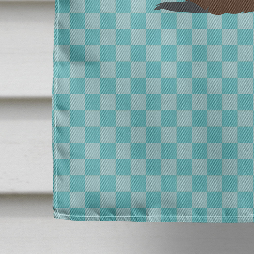 Eurasian Beaver Blue Check House Flag 28x40 Porch Sleeve Pole Decorative Outside Yard Banner Artwork Wall Hanging, Polyester