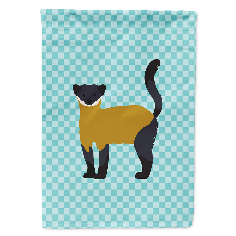 Yellow-Throated Marten Blue Check House Flag 28x40 Porch Sleeve Pole Decorative Outside Yard Banner Artwork Wall Hanging, Polyester