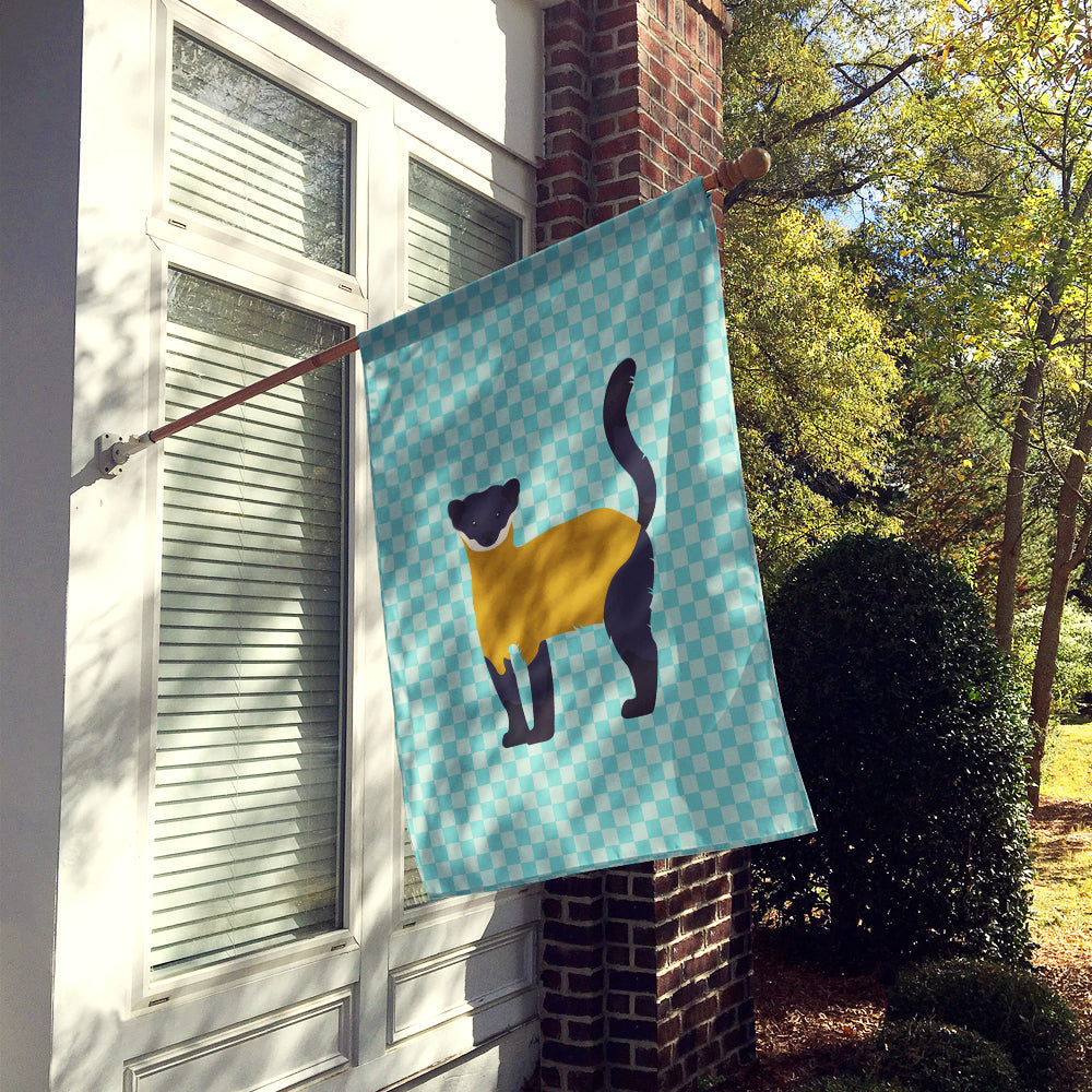 Yellow-Throated Marten Blue Check House Flag 28x40 Porch Sleeve Pole Decorative Outside Yard Banner Artwork Wall Hanging, Polyester