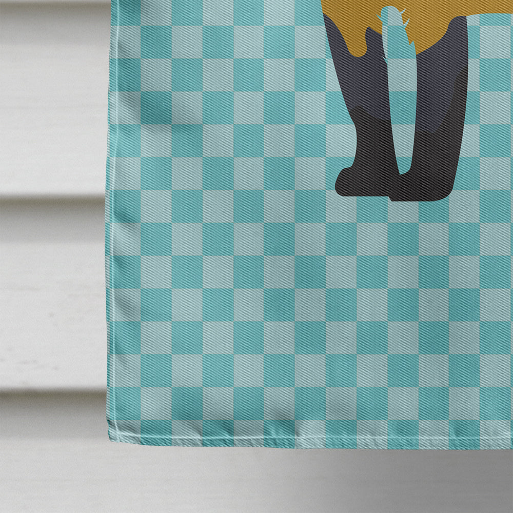 Yellow-Throated Marten Blue Check House Flag 28x40 Porch Sleeve Pole Decorative Outside Yard Banner Artwork Wall Hanging, Polyester