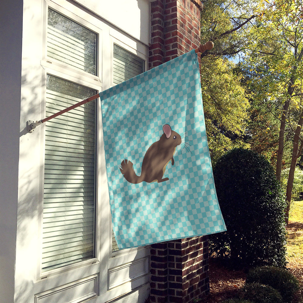 Chinchilla Blue Check House Flag 28x40 Porch Sleeve Pole Decorative Outside Yard Banner Artwork Wall Hanging, Polyester