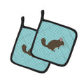 Chinchilla Blue Check Pot Holder Set of 2 Heat Resistant Quilted Hot Pads 7.5 x 7.5 Inch, Insulated Kitchen Trivets for Cooking & Baking