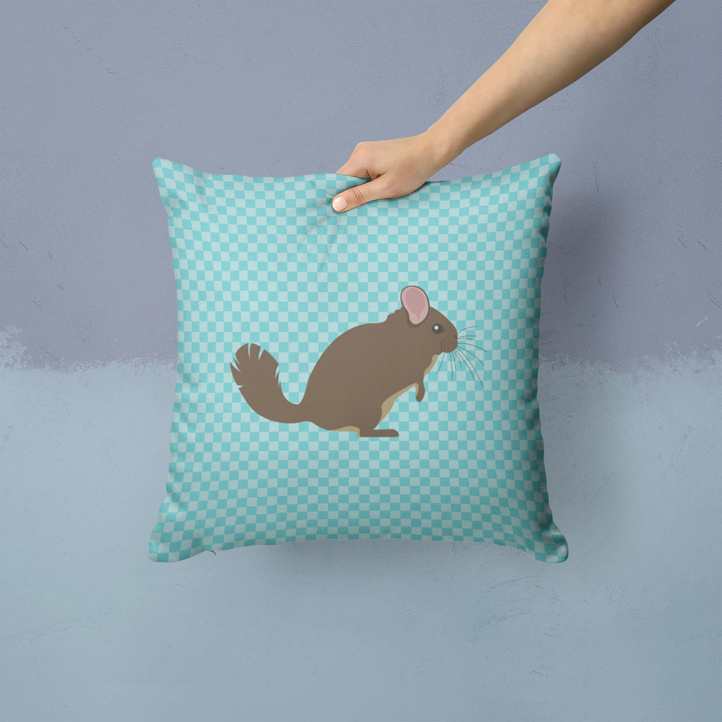 Chinchilla Blue Check Decorative Throw Pillow 14x14 Indoor Outdoor Accent Cushion, Fabric Cover with Insert for Sofa, Bed, Porch & Living Room