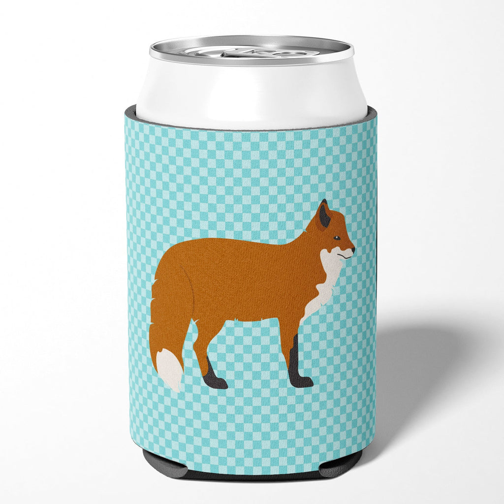 Red Fox Blue Check Can or Bottle Hugger Cooler Sleeve for Standard 12 oz Cans, Insulated Foam Beer & Soda Can Hugger Reusable