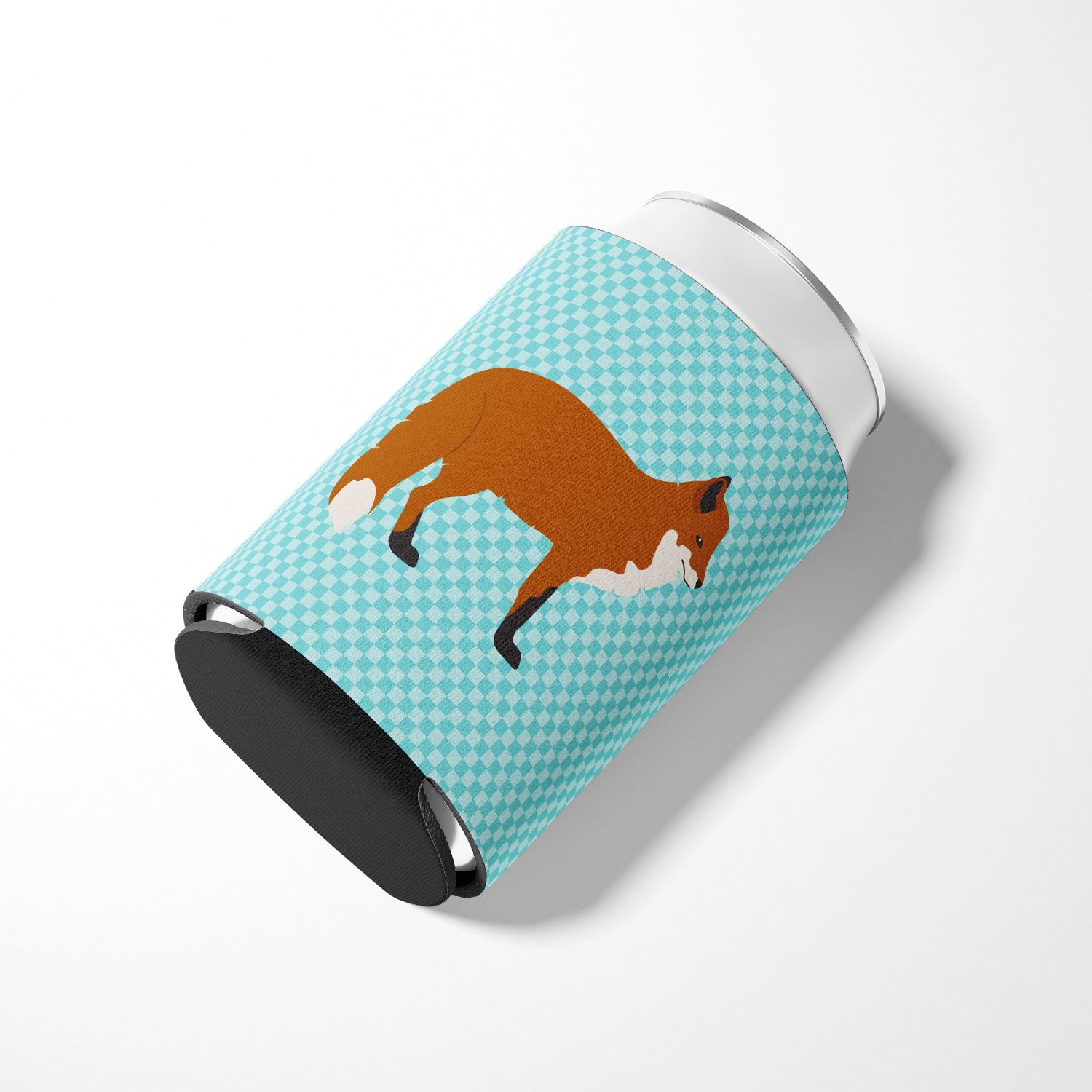 Red Fox Blue Check Can or Bottle Hugger Cooler Sleeve for Standard 12 oz Cans, Insulated Foam Beer & Soda Can Hugger Reusable
