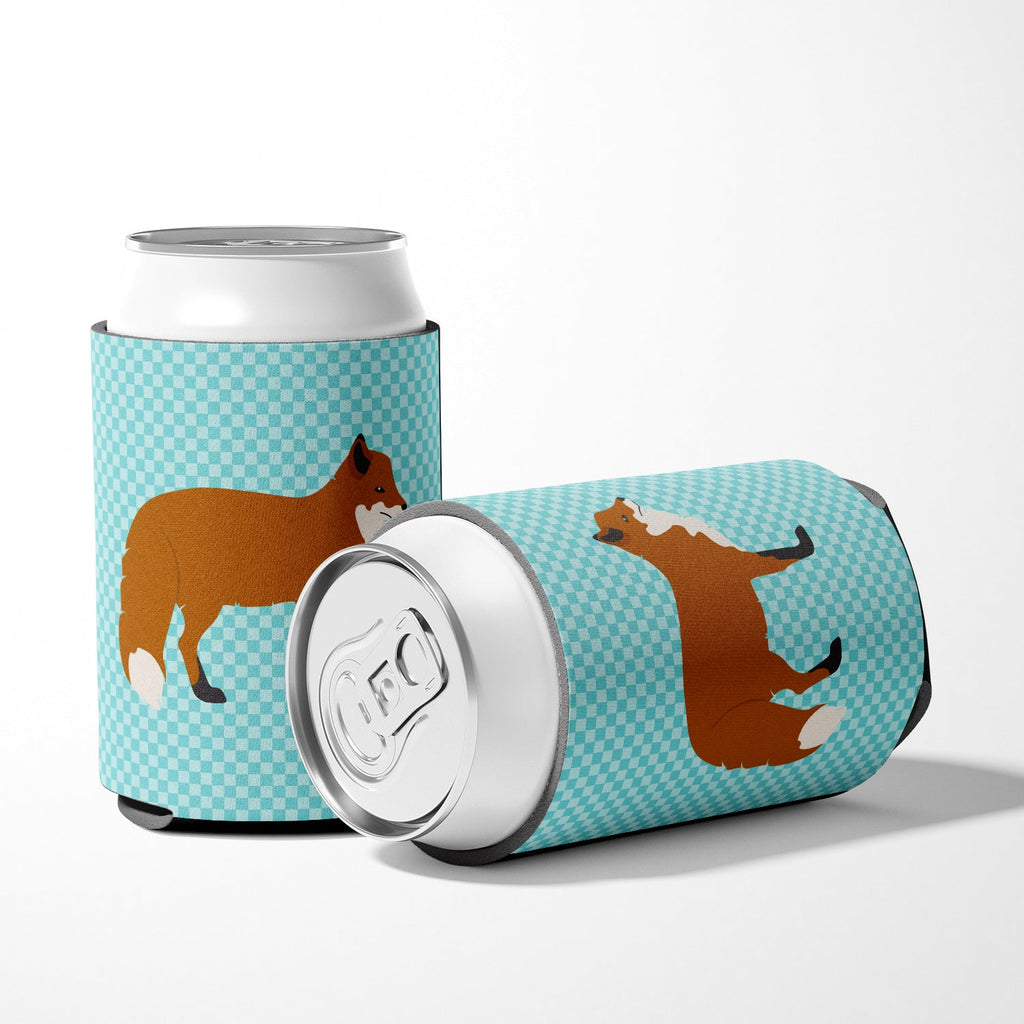 Red Fox Blue Check Can or Bottle Hugger Cooler Sleeve for Standard 12 oz Cans, Insulated Foam Beer & Soda Can Hugger Reusable