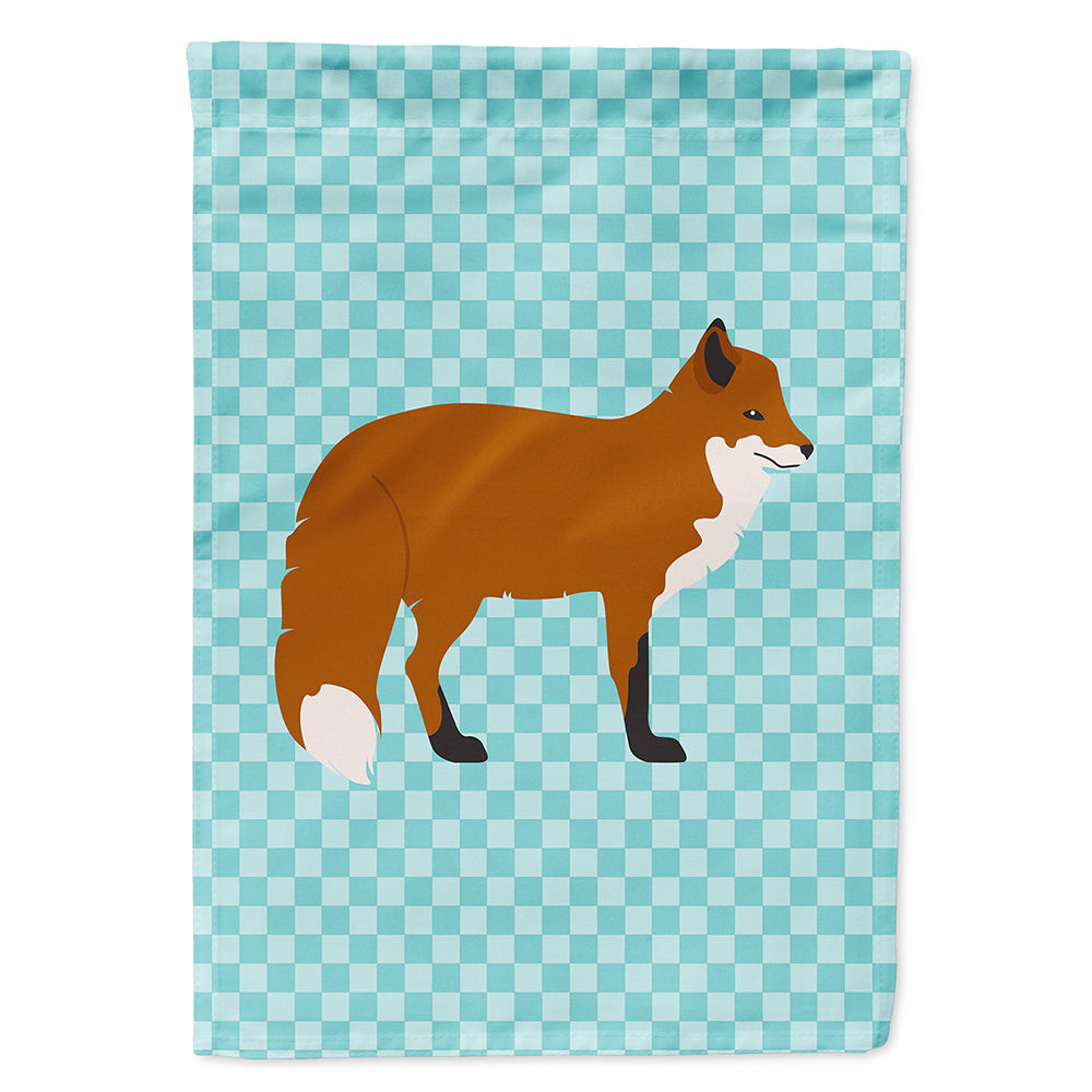 Red Fox Blue Check House Flag 28x40 Porch Sleeve Pole Decorative Outside Yard Banner Artwork Wall Hanging, Polyester