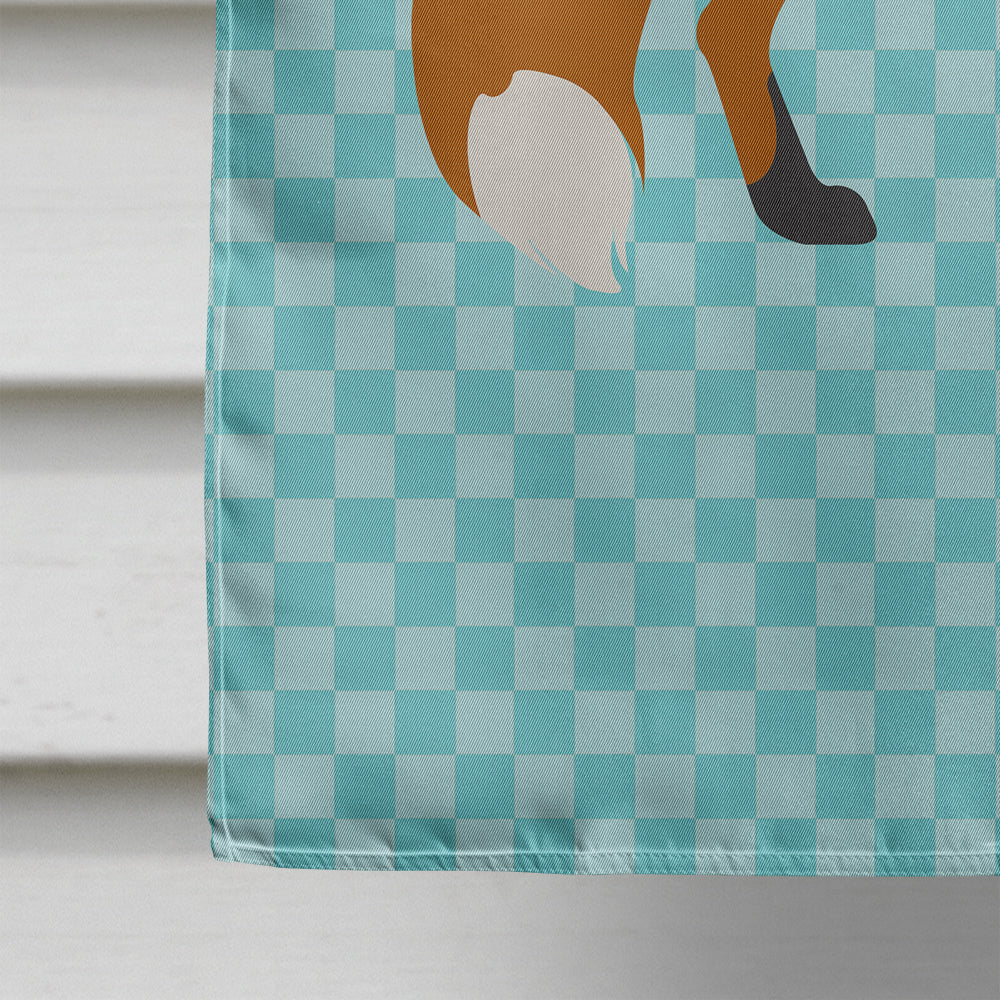 Red Fox Blue Check House Flag 28x40 Porch Sleeve Pole Decorative Outside Yard Banner Artwork Wall Hanging, Polyester