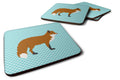 Red Fox Blue Check Foam Coasters Set of 4 Cup Coasters for Indoor Outdoor, Tabletop Protection, Anti Slip, Mouse pad Material