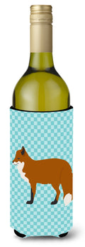 Red Fox Blue Check Wine Bottle Hugger Gift Sleeve for Standard 750 ml Bottles, Insulated Reusable Also Fits Mini Shot & Pint Bottles
