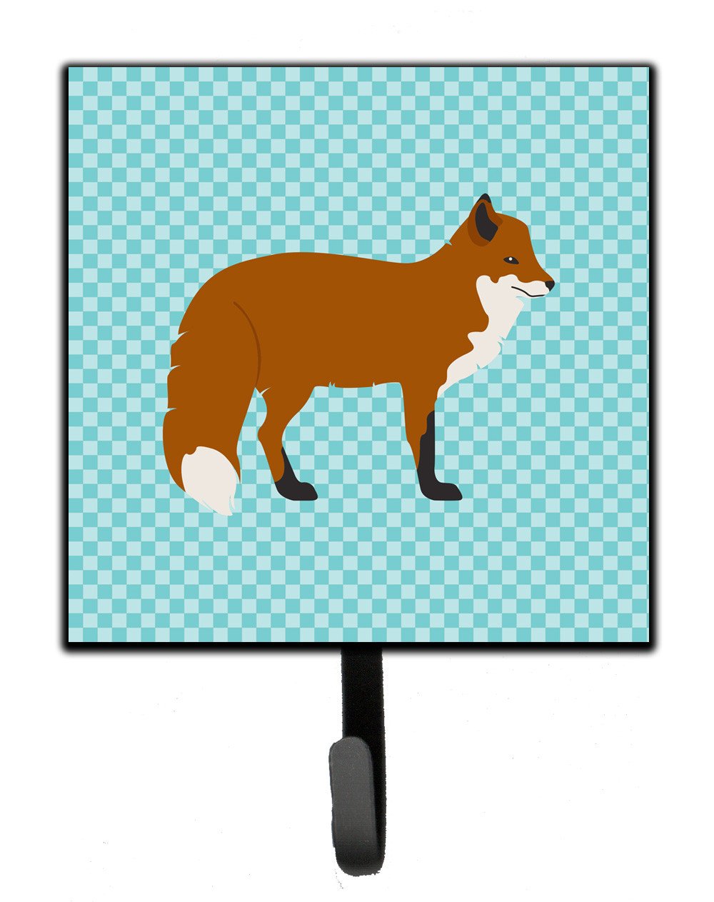 Red Fox Blue Check Leash or Key Holder Wall Hooks, Key Hooks Holder, Coat Rack Wall Mount, Coat Hooks, Hooks for Hanging Keys, Towels, Aprons, Leashes
