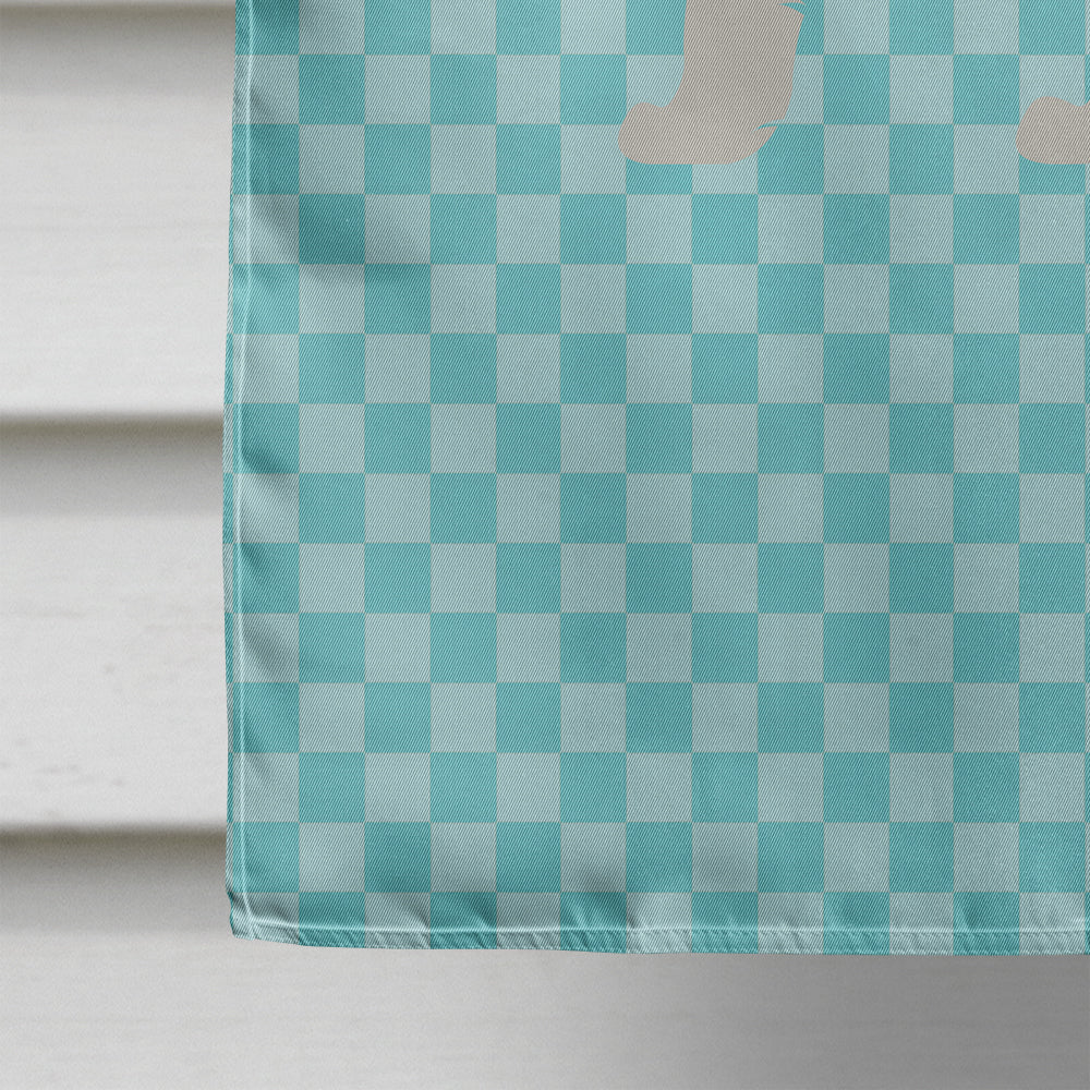 White Arctic Fox Blue Check House Flag 28x40 Porch Sleeve Pole Decorative Outside Yard Banner Artwork Wall Hanging, Polyester