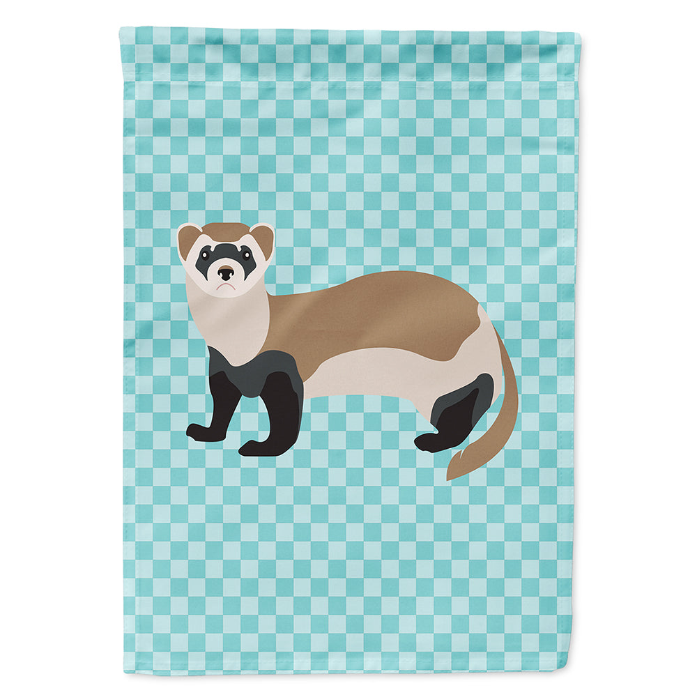 Ferret Blue Check House Flag 28x40 Porch Sleeve Pole Decorative Outside Yard Banner Artwork Wall Hanging, Polyester