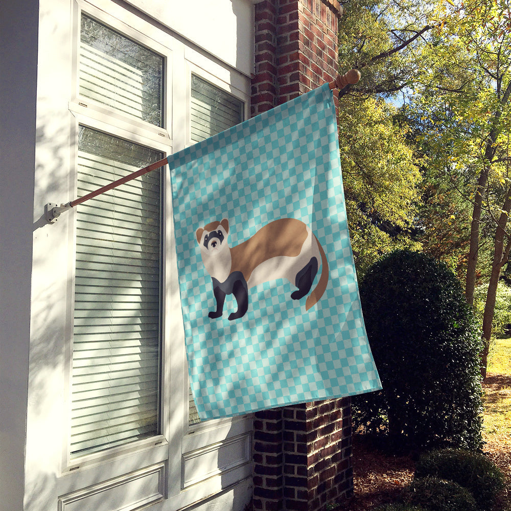 Ferret Blue Check House Flag 28x40 Porch Sleeve Pole Decorative Outside Yard Banner Artwork Wall Hanging, Polyester
