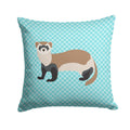 Ferret Blue Check Decorative Throw Pillow 14x14 Indoor Outdoor Accent Cushion, Fabric Cover with Insert for Sofa, Bed, Porch & Living Room