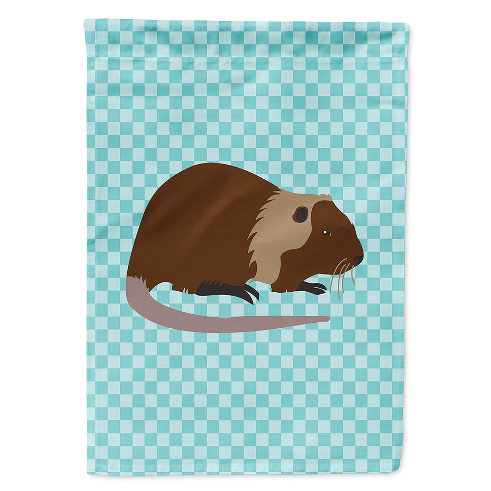 Coypu Nutria River Rat Blue Check House Flag 28x40 Porch Sleeve Pole Decorative Outside Yard Banner Artwork Wall Hanging, Polyester