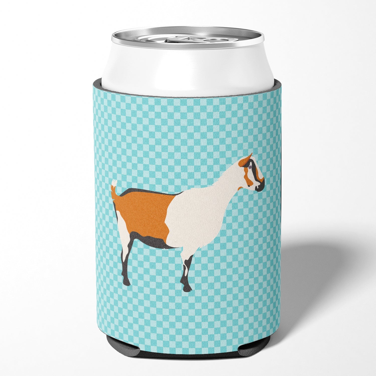 Alpine Goat Blue Check Can or Bottle Hugger Cooler Sleeve for Standard 12 oz Cans, Insulated Foam Beer & Soda Can Hugger Reusable