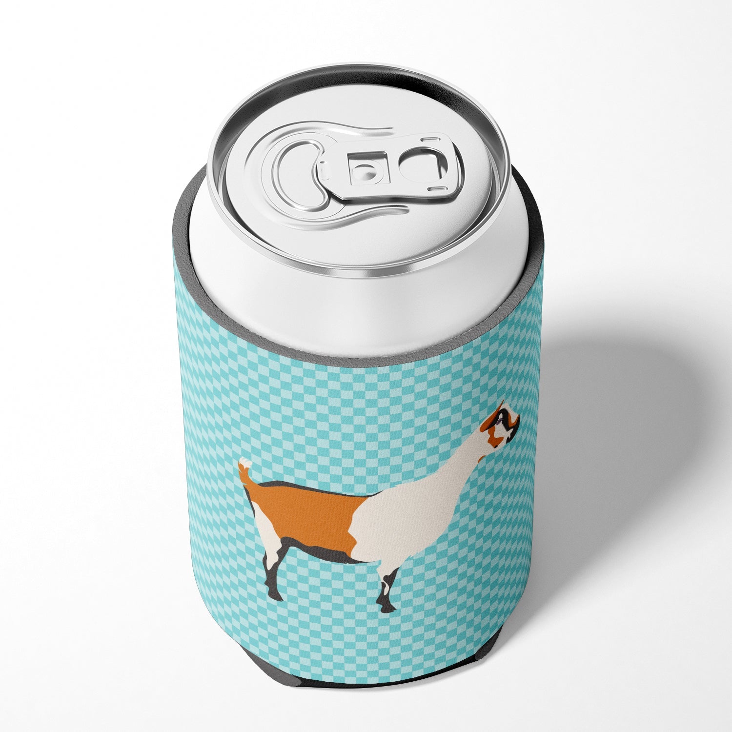 Alpine Goat Blue Check Can or Bottle Hugger Cooler Sleeve for Standard 12 oz Cans, Insulated Foam Beer & Soda Can Hugger Reusable