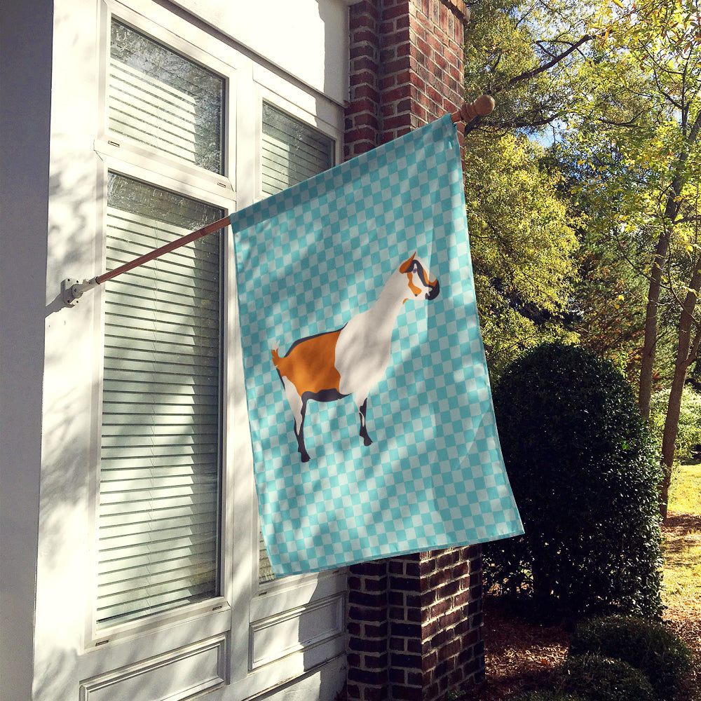 Alpine Goat Blue Check House Flag 28x40 Porch Sleeve Pole Decorative Outside Yard Banner Artwork Wall Hanging, Polyester